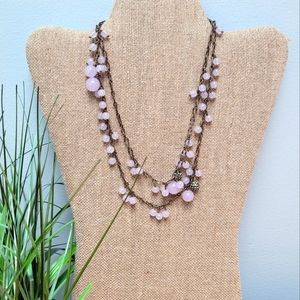 J. CREW | Pale Pink Beads on Antique Gold Chain Necklace